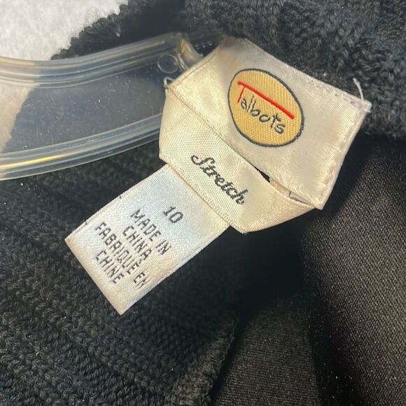 Vintage TALBOTS Stretch Sweater Top Women's Size 10 Black Faux Suede Wool Blend - Picture 6 of 13